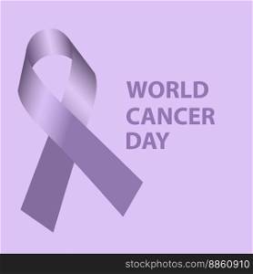 Purple ribbon for all cancer symbol isolated on a white background.4 February for world cancer day awareness. Vector illustration