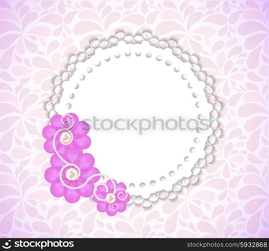 Purple Romantic Flower Frame Vector Background. EPS10