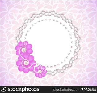 Purple Romantic Flower Frame Vector Background. EPS10