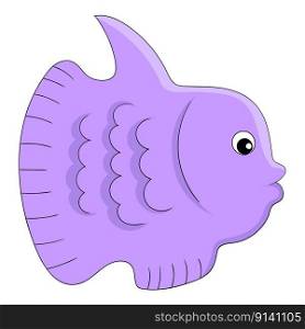 purple sea fish emoticon. vector design illustration art