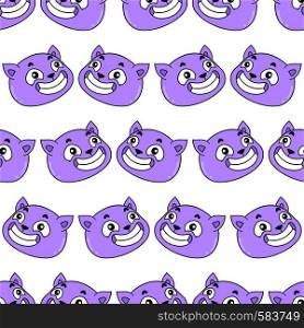 purple smile cat seamless pattern textile print