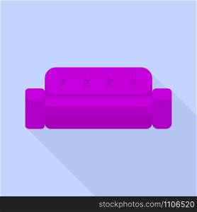 Purple sofa icon. Flat illustration of purple sofa vector icon for web design. Purple sofa icon, flat style