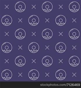 Purple square seamless pattern with donuts, line icons style, vector eps10 illustration. Seamless Pattern with Donuts