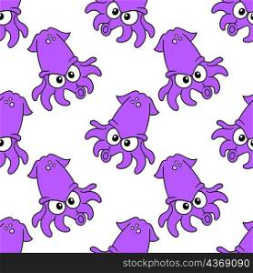 purple squid seamless pattern textile print