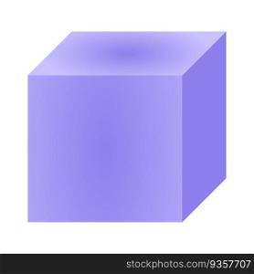 Purple three dimensional cube vector design element. Abstract customizable symbol for infographic with blank copy space. Editable shape for instructional graphics. Visual data presentation component. Purple three dimensional cube vector design element