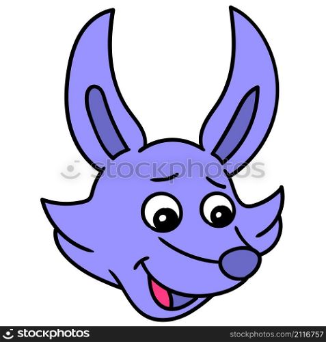 purple wolf head emoticon with a mocking smile