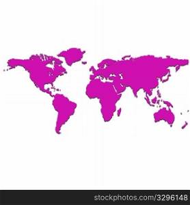 purple world map, vector art illustration