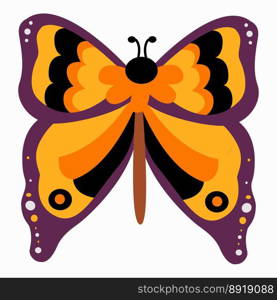 purple yellow butterfly on white background. Vector illustration. Decorative print. purple yellow butterfly on white background. Vector illustration. Decorative print.