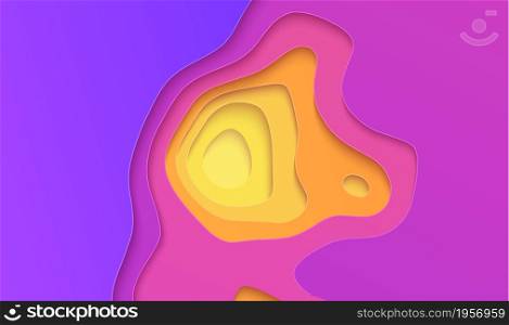 Purple yellow gradient paper cut design. Vector illustration. Colorful topographic background.. Purple yellow gradient paper cut design. Vector illustration. Colorful topographic background. EPS 10