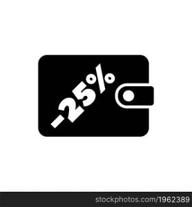 Purse and Percent. Savings, Economy. Flat Vector Icon. Simple black symbol on white background. Purse and Percent. Savings, Economy Flat Vector Icon