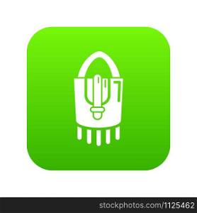 Purse handbag hipster icon green vector isolated on white background. Purse handbag hipster icon green vector