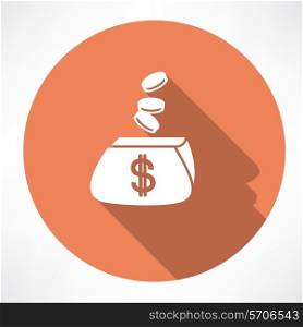 purse with coins. Flat modern style vector illustration