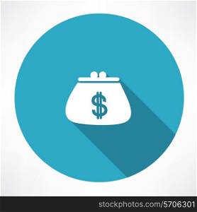 Purse with dollar icon. Flat modern style vector illustration