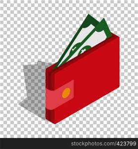 Purse with money isometric icon 3d on a transparent background vector illustration. Purse with money isometric icon