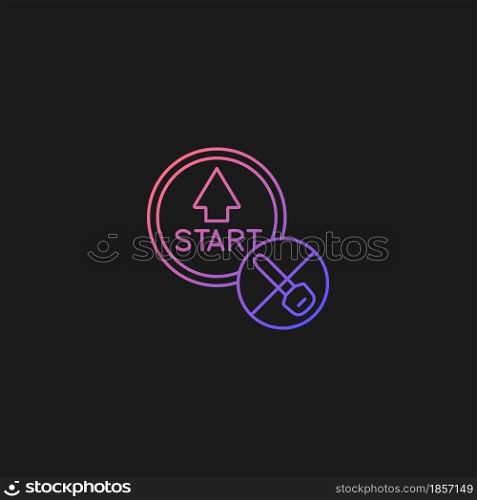 Push button start gradient vector icon for dark theme. Keyless ignition technology. Vehicle with remote starter. Thin line color symbol. Modern style pictogram. Vector isolated outline drawing. Push button start gradient vector icon for dark theme