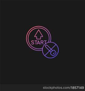 Push button start gradient vector icon for dark theme. Keyless ignition technology. Vehicle with remote starter. Thin line color symbol. Modern style pictogram. Vector isolated outline drawing. Push button start gradient vector icon for dark theme