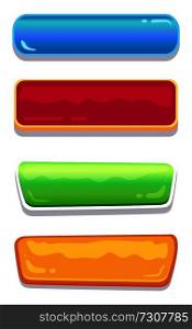 Push-buttons of different colors and shapes editable navigation icons vector illustration collection isolated on white, website labels colorful set. Push-Buttons of Different Colors and Shapes Set