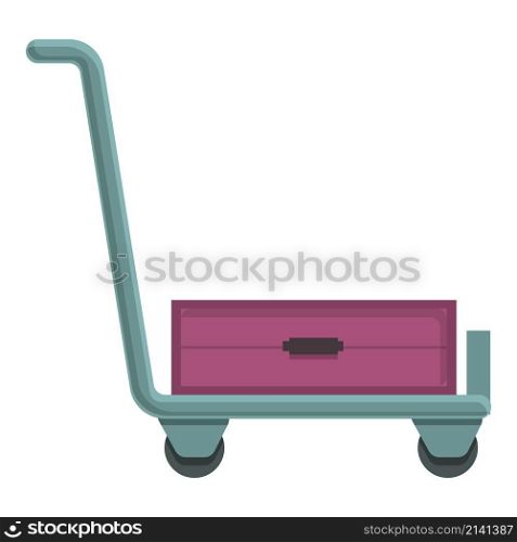 Push luggage trolley icon cartoon vector. Travel bag. Cart tourist. Push luggage trolley icon cartoon vector. Travel bag