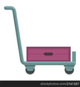 Push luggage trolley icon cartoon vector. Travel bag. Cart tourist. Push luggage trolley icon cartoon vector. Travel bag
