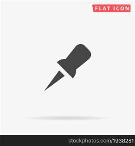Push Pin flat vector icon. Hand drawn style design illustrations.. Push Pin flat vector icon