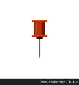 Push pin icon in cartoon style isolated on white background. Push pin icon, cartoon style