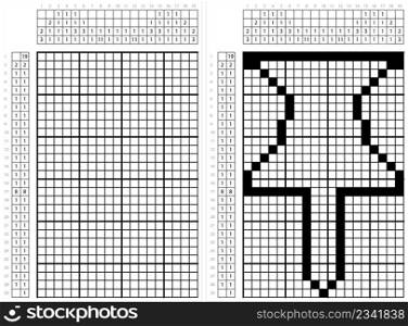 Push Pin Icon Nonogram Pixel Art, Drawing Pin Icon, Thumb Tack Vector Art Illustration, Logic Puzzle Game Griddlers, Pic-A-Pix, Picture Paint By Numbers, Picross