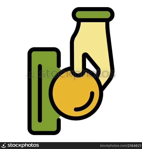 Put money coin icon. Outline put money coin vector icon color flat isolated. Put money coin icon color outline vector