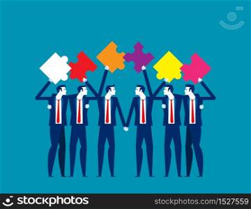 Puzzle and Teamwork. Concept business vector illustration, Partnership and Stockholder, Colleague & Friend