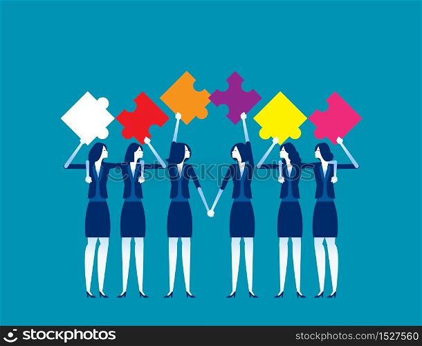 Puzzle and Teamwork. Concept business vector illustration, Partnership and Stockholder, Colleague & Friend
