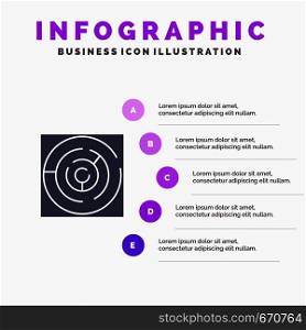 Puzzle, Arrow, Strategy, Target, Point Solid Icon Infographics 5 Steps Presentation Background