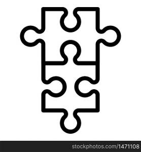 Puzzle assemble icon. Outline puzzle assemble vector icon for web design isolated on white background. Puzzle assemble icon, outline style