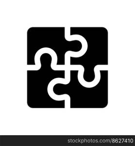 Puzzle black glyph ui icon. Team cooperation. Teamwork. Idea and solution. User interface design. Silhouette symbol on white space. Solid pictogram for web, mobile. Isolated vector illustration. Puzzle black glyph ui icon