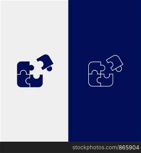 Puzzle, Business, Jigsaw, Match, Piece, Success Line and Glyph Solid icon Blue banner Line and Glyph Solid icon Blue banner