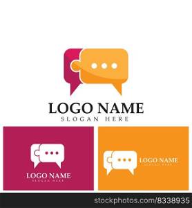 Puzzle chat logo template illustration