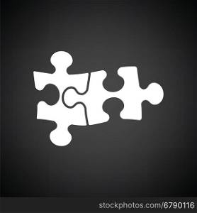 Puzzle decision icon. Black background with white. Vector illustration.