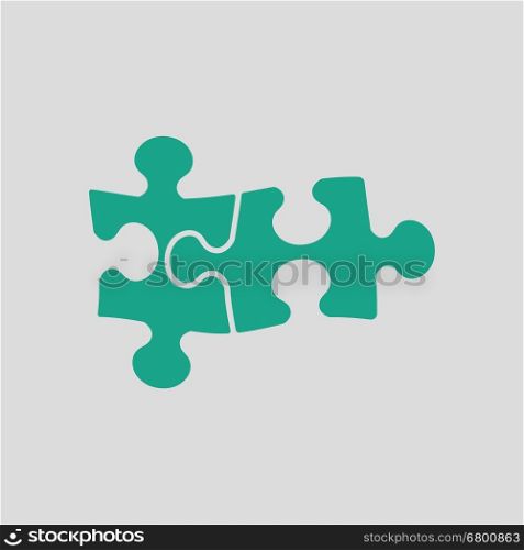 Puzzle decision icon. Gray background with green. Vector illustration.