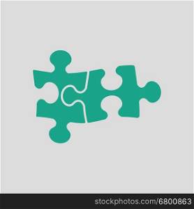 Puzzle decision icon. Gray background with green. Vector illustration.