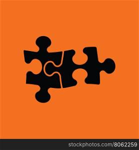 Puzzle decision icon. Orange background with black. Vector illustration.