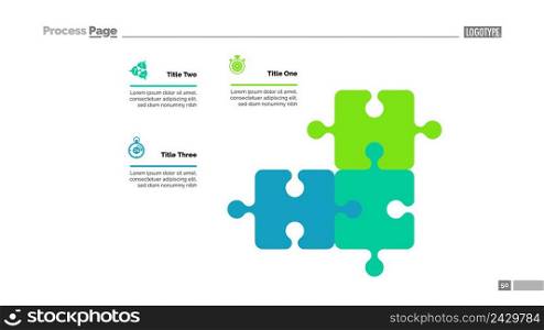 Puzzle diagram with three elements. Cycle chart, graph, layout. Creative concept for infographics, presentation, project, report. Can be used for topics like business, workflow, strategy.