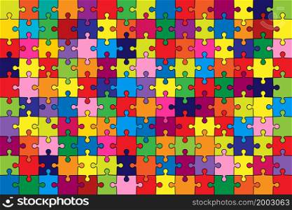 Puzzle game. Colorful pattern of jigsaw. Rainbow geometric background consist of piece. Puzzle for autism. Cartoon texture for awareness. Outline template with pieces. Vector.. Puzzle game. Colorful pattern of jigsaw. Rainbow geometric background consist of piece. Puzzle for autism. Cartoon texture for awareness. Outline template with pieces. Vector