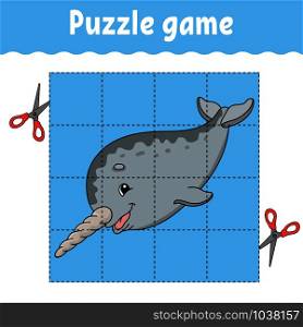 Puzzle game for kids . Education developing worksheet. Learning game for children. Activity page. For toddler. Riddle for preschool. Simple flat isolated vector illustration in cute cartoon style.