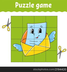 Puzzle game for kids. Education developing worksheet. Learning game for children. Color activity page. Valentine&rsquo;s Day. Riddle for preschool. Isolated vector illustration in cartoon style.