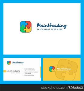 Puzzle game Logo design with Tagline & Front and Back Busienss Card Template. Vector Creative Design