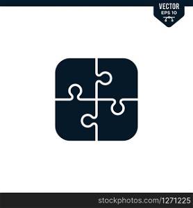 Puzzle icon collection in glyph style, solid color vector