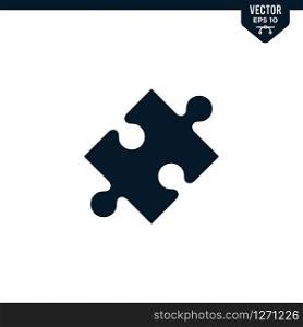 Puzzle icon collection in glyph style, solid color vector