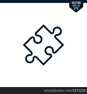 Puzzle icon collection in outlined or line art style, editable stroke vector