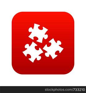 Puzzle icon digital red for any design isolated on white vector illustration. Puzzle icon digital red