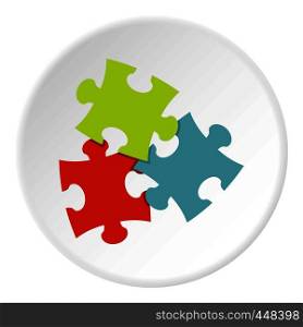 Puzzle icon in flat circle isolated vector illustration for web. Puzzle icon circle