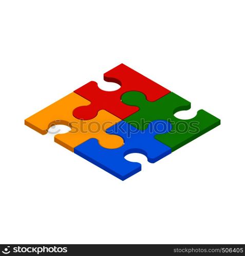 Puzzle icon in isometric 3d style isolated on white background . Puzzle icon, isometric 3d style