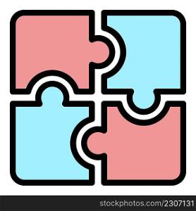 Puzzle icon. Outline puzzle vector icon color flat isolated. Puzzle icon color outline vector